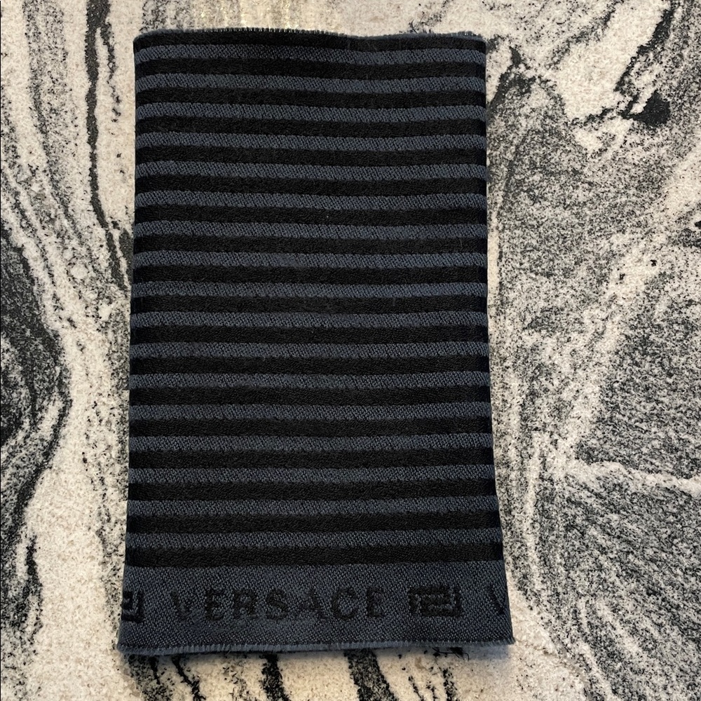 Versace Black  Striped Scarf 14x64